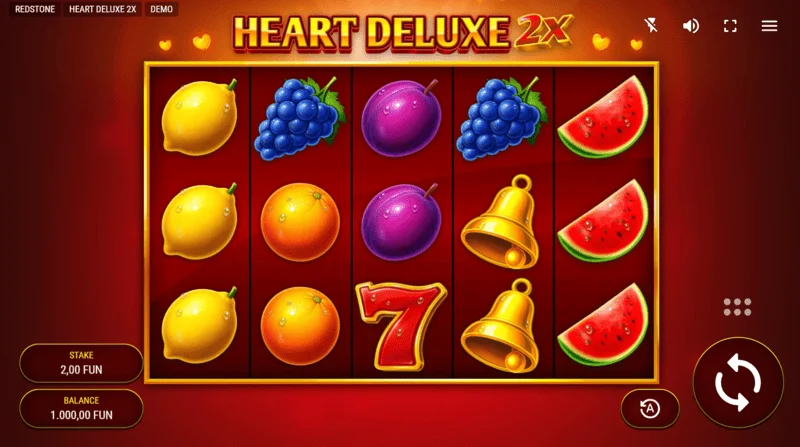 Heart Deluxe 2x - schermata di gioco con rulli 5x3
